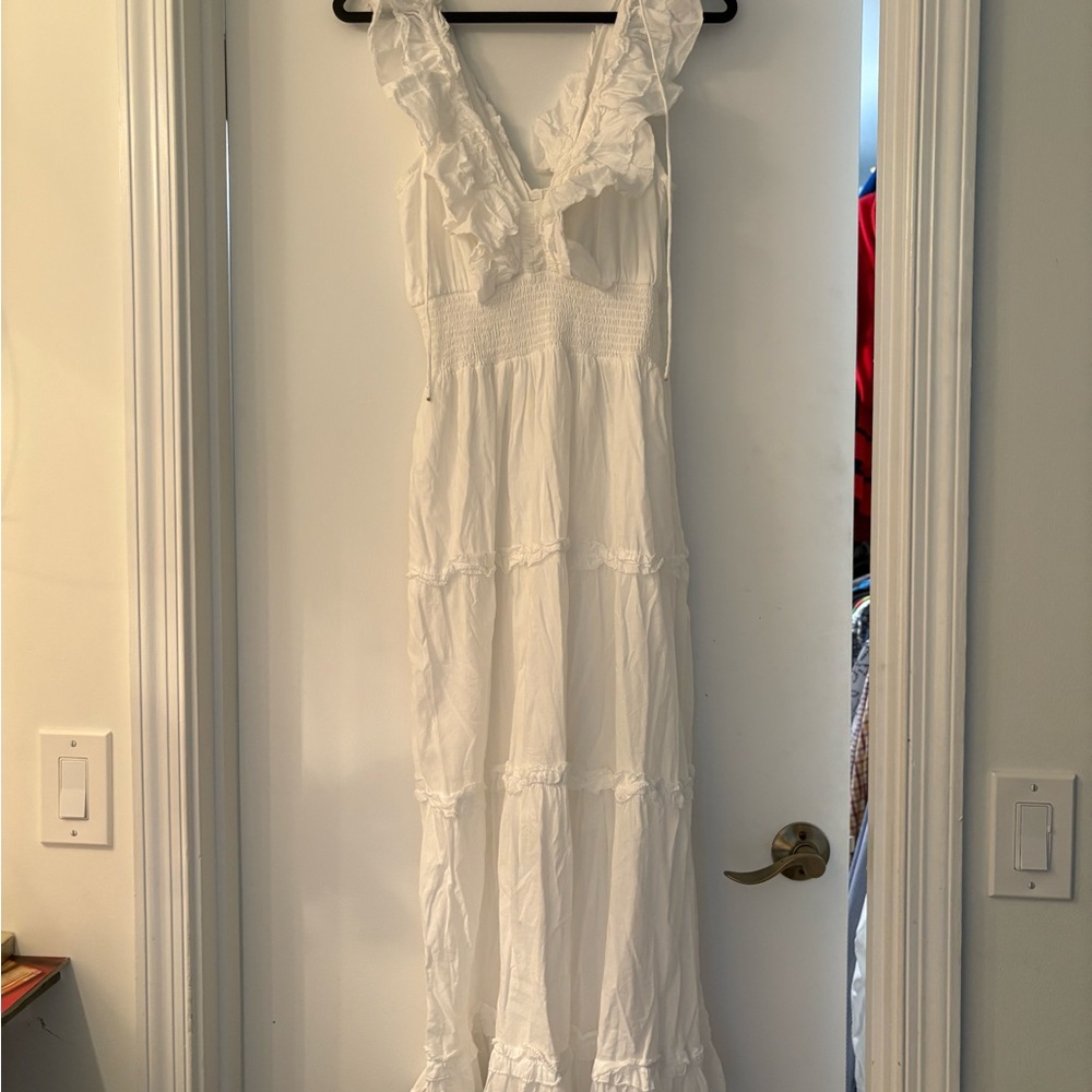 House of Harlow 1960 White Ruffled Maxi Dress